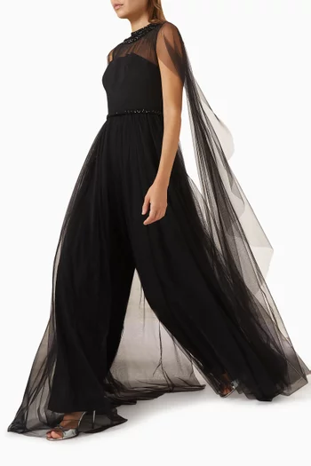 Celestial Beaded Jumpsuit in Tulle