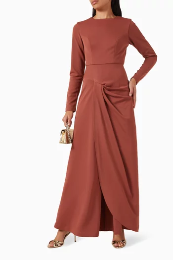 Draped Maxi Dress in Crepe