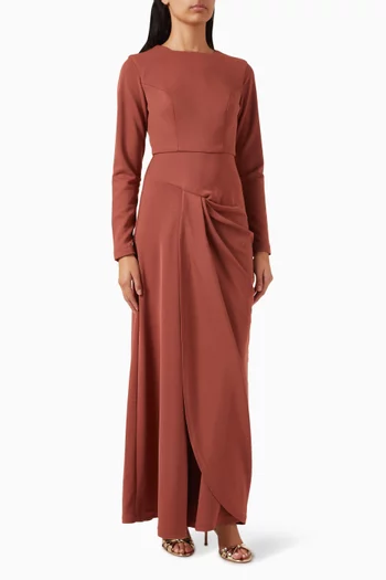Draped Maxi Dress in Crepe