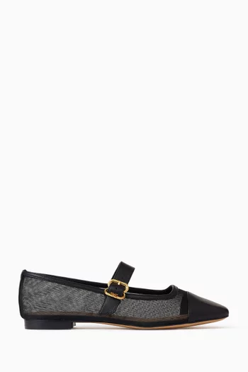 Miranda Mary Jane Pumps in Mesh & Leather