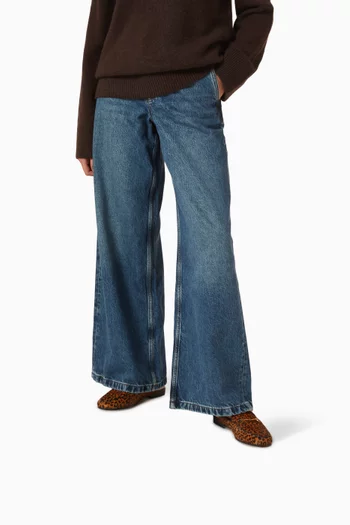 حذاء ليني بيت مفتوح من الخلف شمواه جلد عجل