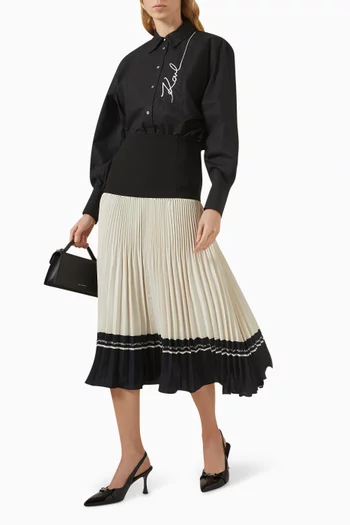 تنورة اليفيتد متوسطة الطول بطيّات