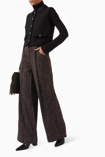 بنطال بادي مطرز بالترتر تويد