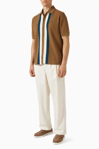 Panelled Polo Shirt in Cotton Piqué