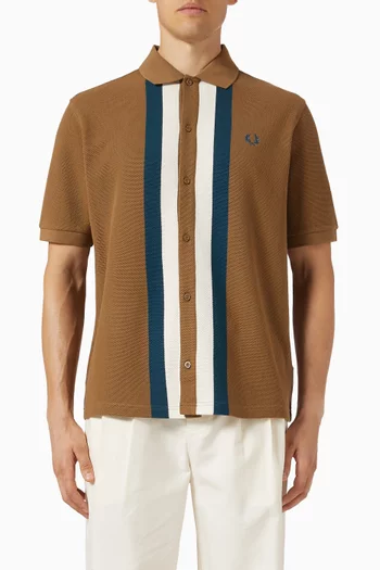 Panelled Polo Shirt in Cotton Piqué