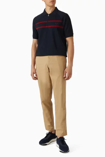 Zip Polo Shirt in Cotton Piqué