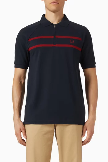 Zip Polo Shirt in Cotton Piqué