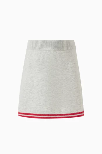 Varsity Rib-knit Mini Skirt in Cotton-blend