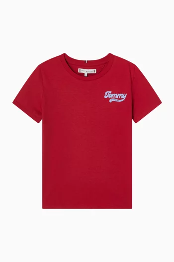 Varsity Flock Logo Slim T-shirt in Cotton