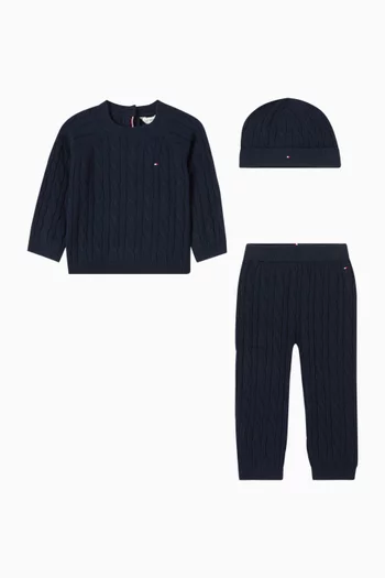 طقم هدايا منسوج بغرزة الضفيرة، 3 قطع