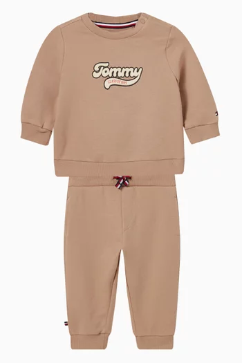 طقم متناسق بتصميم جامعي قطن تيري