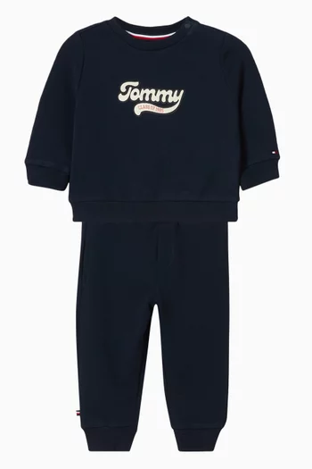 طقم متناسق بتصميم جامعي قطن تيري