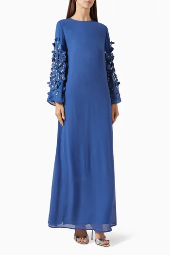 Embellished-sleeve Jalabiya in Double Georgette