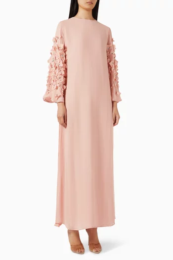 Embellished-sleeve Jalabiya in Double Georgette