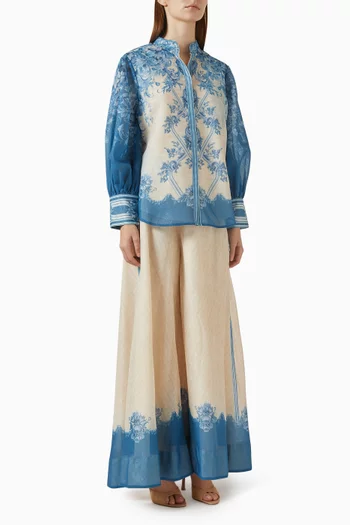 Lunaria Printed Shirt in Lurex Linen