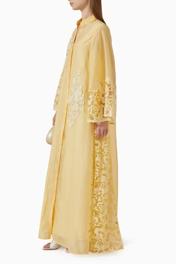 Dione Embroidered Dress in Cotton Silk