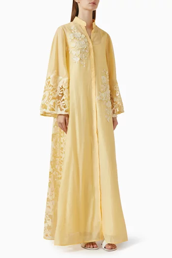 Dione Embroidered Dress in Cotton Silk