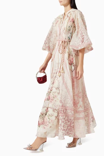 Vespera Belted Dress in Lurex Linen