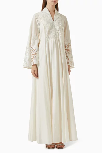 Clara Embroidered Dress in Cotton Silk