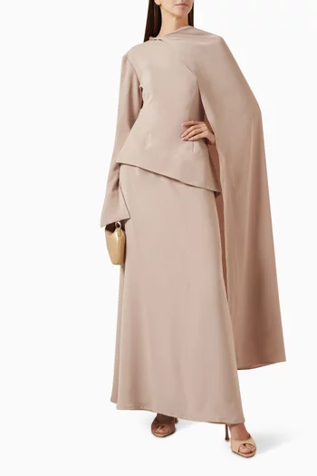 Asymmetrical Top & Skirt Set in Crepe