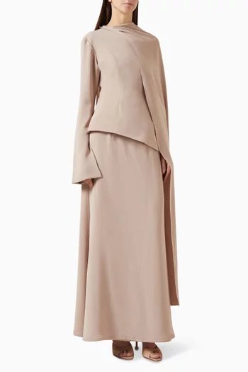 Asymmetrical Top & Skirt Set in Crepe