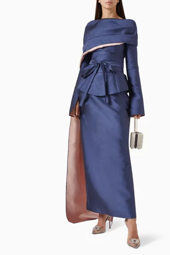 فستان طويل بوشاح قماش تفتا