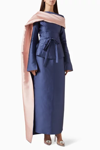 فستان طويل بوشاح قماش تفتا