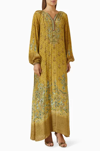 قفطان مزين بنقشة ورباط تضييق