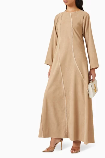 فستان طويل بحواف منسلة دينم قطني