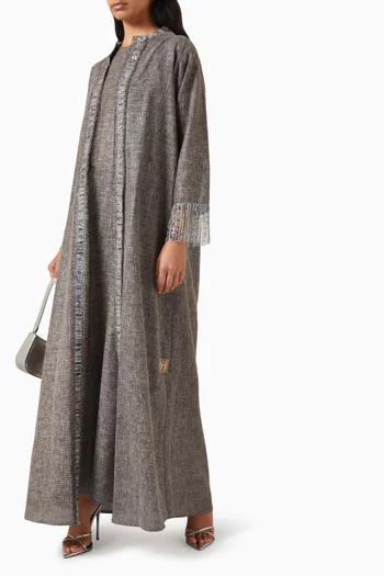 Embellished Abaya & Dress Set in Cotton