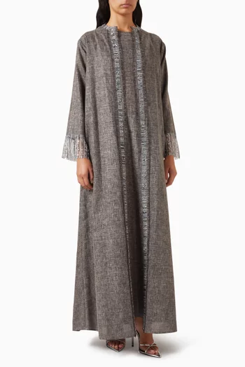 Embellished Abaya & Dress Set in Cotton
