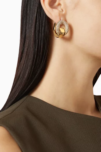 Pierced Pavé Hoop Earrings in 18kt Gold-plated Aluminum