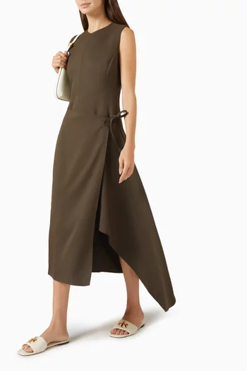 Belted Wrap Dress in Twill