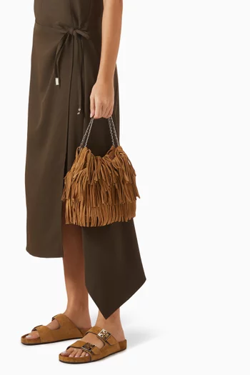 Mini Fleming Fringe Hobo Bag in Suede