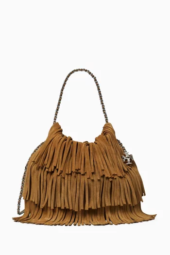 Mini Fleming Fringe Hobo Bag in Suede