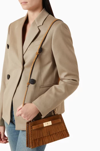 Mini Lee Radziwill Fringe Top-handle Bag in Suede