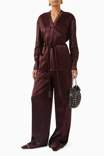 بنطال بقصة ساق واسعة فيسكوز