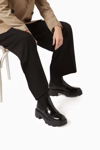 T Monogram Chelsea Boots in Leather