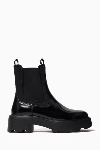 T Monogram Chelsea Boots in Leather