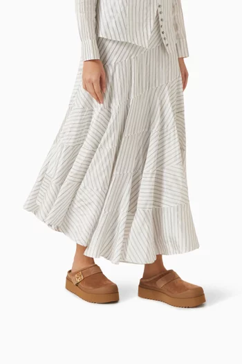 Mellow Shearling Platform Mules in Suede