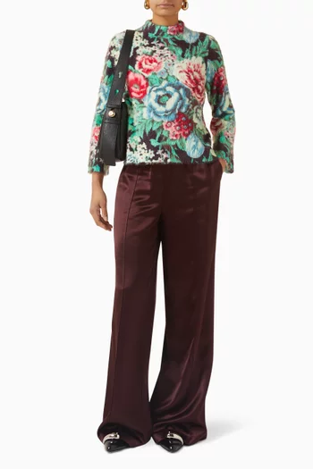 سترة منسوجة بنقشة زهور