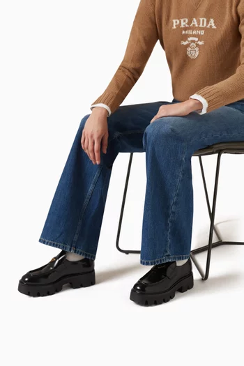 Logo Loafers in Brushed Leather