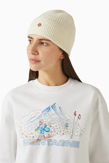 Half Cardigan Beanie in Wool