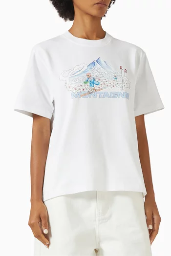 Ski-print T-shirt in Organic-cotton