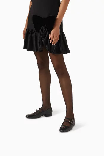 حذاء كلاسيك ماري جين مزين بكرز بلون ياقوتي جلد ناعم