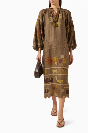 Drawstring Embroidered Kaftan