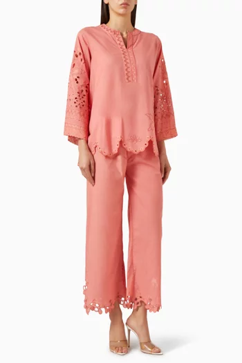 Laser-cut Top & Pants Set