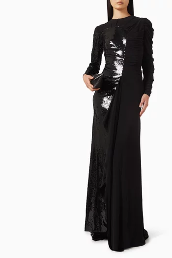 فستان ميرفا طويل مطرز بالترتر