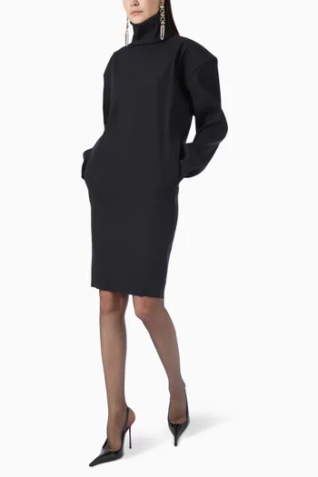 Stand-collar Dress in Stretch-silk