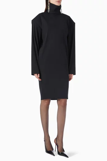 Stand-collar Dress in Stretch-silk